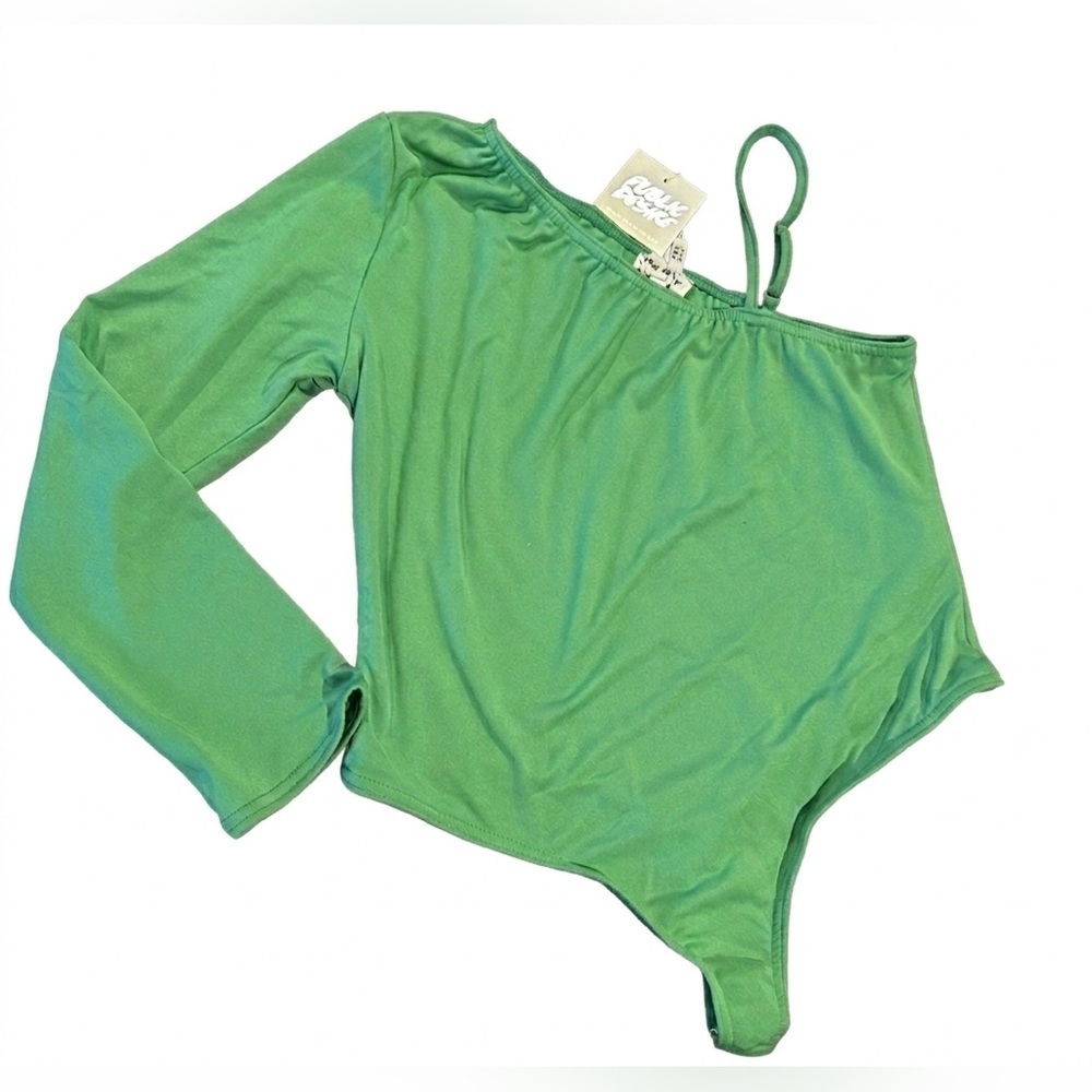 ASOS Public Desire Curve double layer slinky plunge bodysuit green US 14 (UK 18)